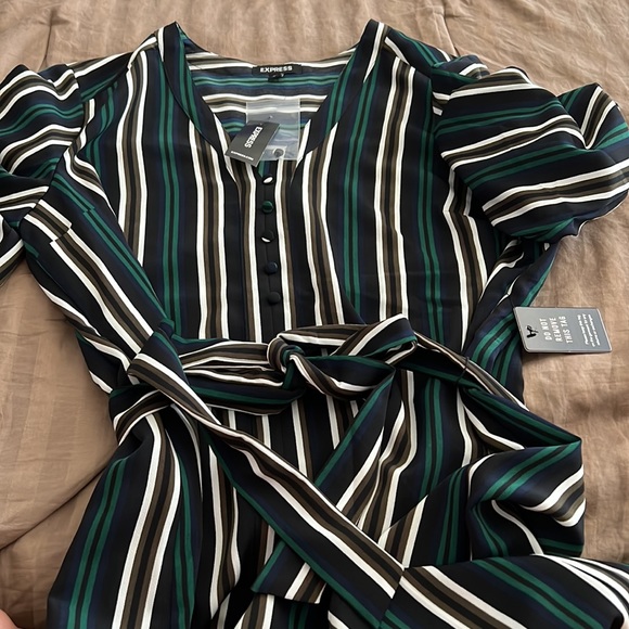 Express Stripe Portofilo Shirt Dress ✨✨ Brand New Green - Picture 6 of 6